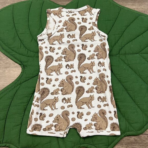 Kate Quinn Toddler 2T Squirrel Print Organic Cotton Tank Romper Jumpsuit - Picture 2 of 3